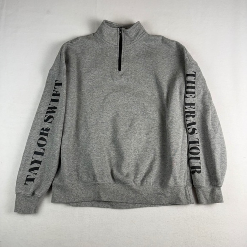 Taylor Swift The Eras Tour Gray Quarter Zip Pullover Sweatshirt Size XS